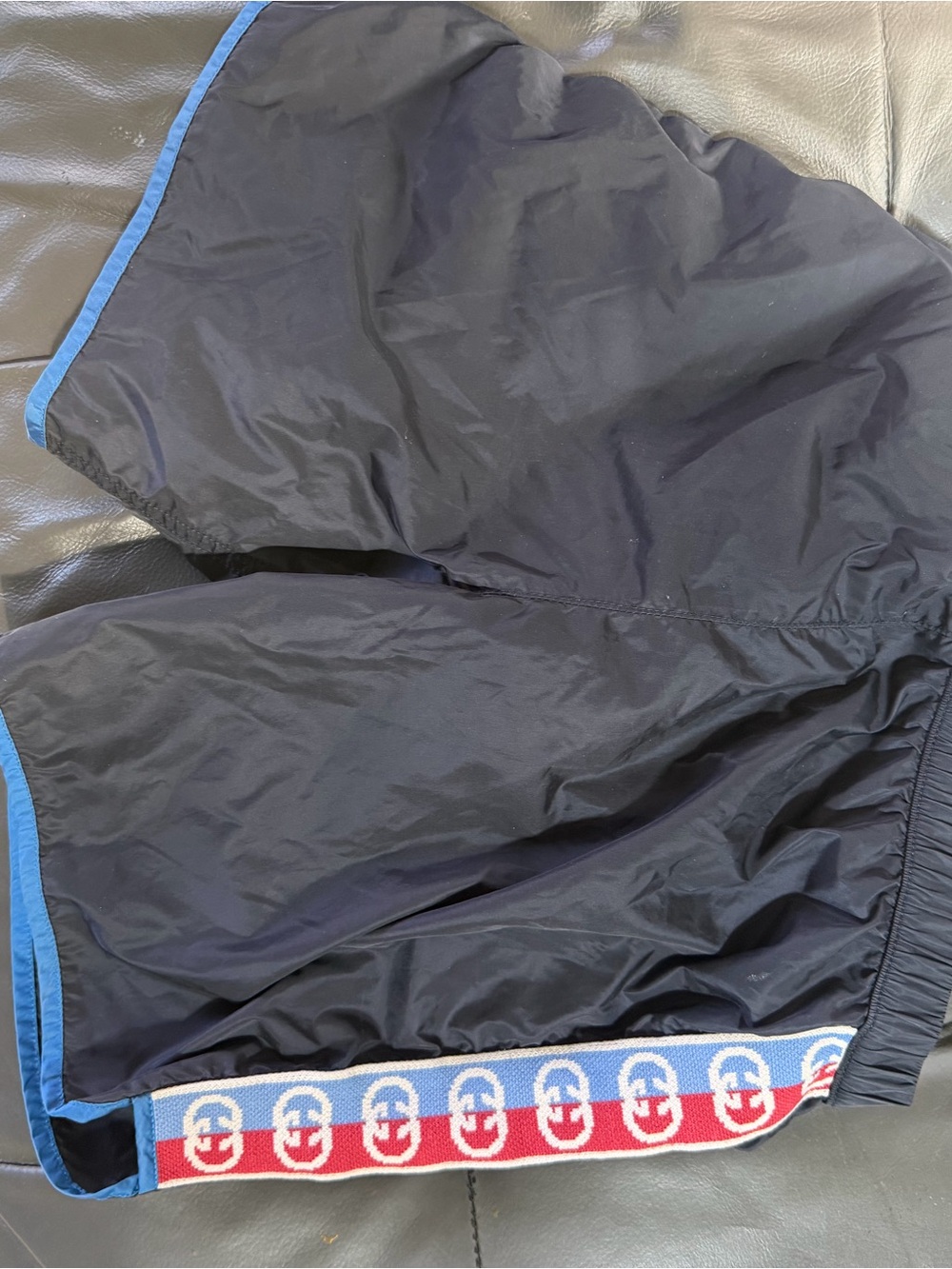 Gucci Black Windbreaker Jacket with Blue Trim and Red/White Logo Tape